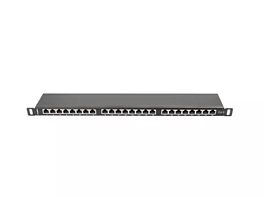 LANBERG Patch Panel 24 Port 0.5U Kat.6 czarny ekranowany