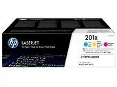 HP 201X – CF253XM  zestaw 3 oryginalnych wkładów z tonerem LaserJet XL, błękitny/purpurowy/żółty