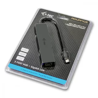 i-tec USB-C Slim 3-port HUB z adapterem Gigabit Ethernet