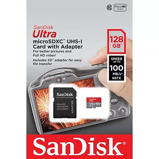 SanDisk Ultra microSDXC 128GB 100MB/s A1 + Adapter SD