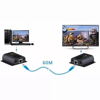 Qoltec Extender HDMI po skrętce Cat.6/6a/7 do 60m, FullHD, with IR