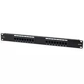 Qoltec Patch panel 1U UTP 16xR J45 Cat.5e, czarny