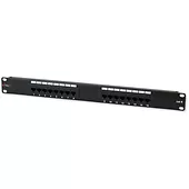 Qoltec Patch panel 1U UTP 16xR J45 Cat.6, czarny