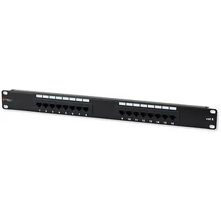 Qoltec Patch panel 1U UTP 16xR J45 Cat.6, czarny