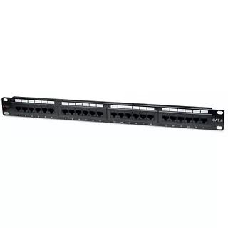 Qoltec Patch panel 1U UTP 24xR J45 Cat.6, czarny