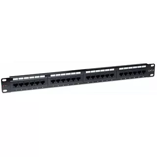 Qoltec Patch panel 1U UTP 24xR J45 Cat.6, czarny