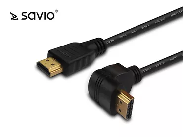 Elmak SAVIO CL-108 Kabel HDMI złoty v2.0, 3D, 4Kx2K, miedź, 1.5m, kątowy, blister
