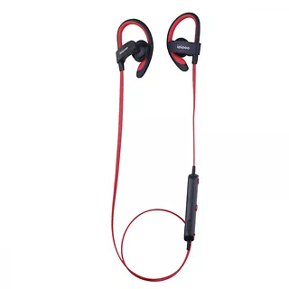 Optoma iL98BL Red by AWEI douszne sportowe słuchawki bezprzewodowe Bluetooth 4.2 | zaczepy zauszne | potoodporne | mikrofon