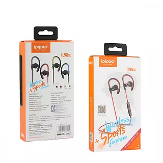 Optoma iL98BL Red by AWEI douszne sportowe słuchawki bezprzewodowe Bluetooth 4.2 | zaczepy zauszne | potoodporne | mikrofon