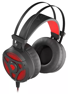 Słuchawki Nauszne Genesis Neon 360 z mikrofonem podświetlenie Czarno-Czerwone