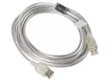 LANBERG Przedłużacz kabla USB 2.0 AM-AF Ferryt 5M przezroczysty