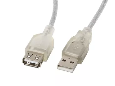 LANBERG Przedłużacz kabla USB 2.0 AM-AF Ferryt 5M przezroczysty
