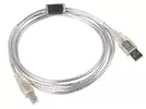 LANBERG Kabel USB 2.0 AM-BM 5M Ferryt przezroczysty
