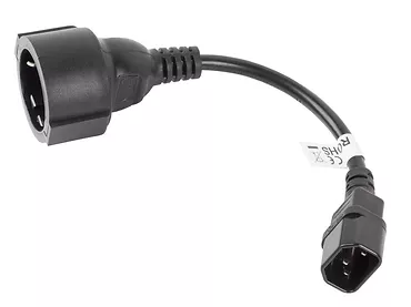 LANBERG Przedłużacz kabla zasilającego IEC 320 C14 - Schuko 20cm czarny