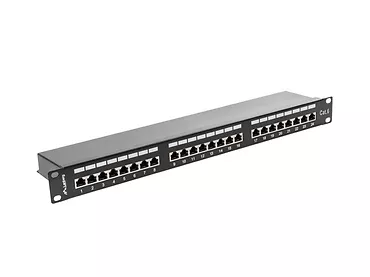 LANBERG Patch Panel 24 Port 1U Kat.6 czarny ekranowany