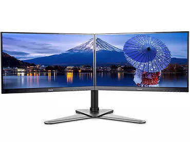 Uchwyt na dwa monitory IIYAMA DS1002D-B1, regulowany stojak w poziomie, pionie, wysokość, PIVOT