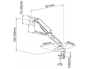 Uchwyt biurkowy na sprężynie gazowej do monitora 13-27
