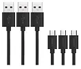 Aukey CB-D10 Black zestaw 3 szt. szybkich kabli Quick Charge micro USB-USB | 3x1.2m | 5A | 480 Mbps