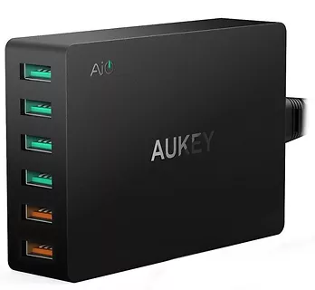 Aukey PA-T11 ultraszybka ładowarka sieciowa 6xUSB Quick Charge 3.0 15.6A 60W