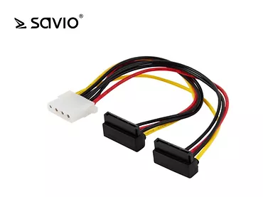 Elmak SAVIO AK-12 Kabel zasilający/ adapter Molex 4pin - 2 x SATA 15pin kątowy