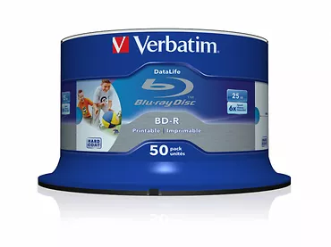 Płyta Verbatim BD-R 6x 25GB 50P CB DataLife Printable 43812