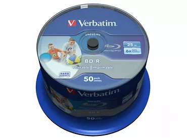 Płyta Verbatim BD-R 6x 25GB 50P CB DataLife Printable 43812