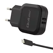 Qoltec Ładowarka sieciowa 17W | 5V | 3.4A | 2xUSB + kabel USB typC