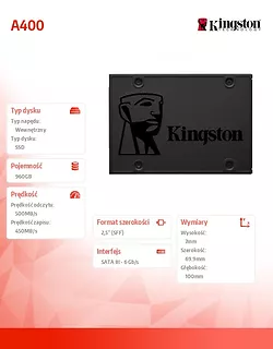 Kingston SSD A400 SERIES 960GB SATA3 2.5