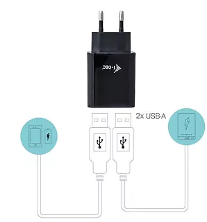 i-tec USB Power Charger 2 port 2.4A czarny 2x USB Port DC 5V/max 2.4A