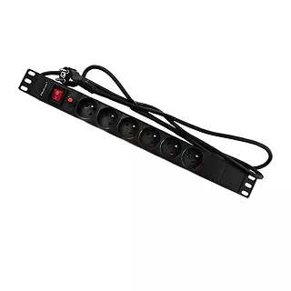 Qoltec Listwa zasilająca do RACK 19cali | 1U | 6A | PDU | 6xSCHUKO | 2m