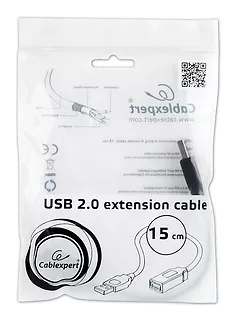 Gembird Przedłużacz kabla USB 2.0 0.15m czarny