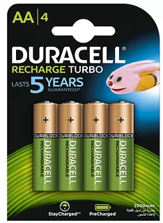 4 x AKUMULATORKI DURACELL TURBO R6 AA 2500 mAh