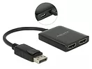 Delock Splitter video DisplayPort 1.2 -> 2x HDMI 4K na kablu 25cm