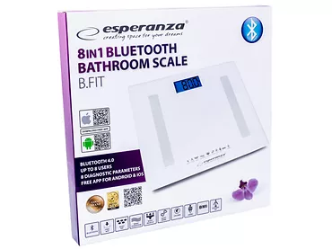 Esperanza Cyfrowa Waga Łazienkowa Analityczna 8w1 Bluetooth B.Fit Biała