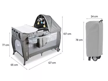 Łóżeczko turystyczne Kojec Lionelo Simon Szary Len