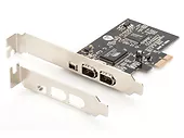 Karta/Kontroler Firewire (400) PCI Exp., 2xZew. 1xZew.(Mini) IEEE1394a 6pin + Mini, Low Profile