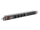 LANBERG Listwa zasilająca Rack PDU 1U 4x PL + 4x IEC C13 2m 10A czarna