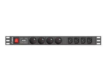 LANBERG Listwa zasilająca Rack PDU 1U 4x PL + 4x IEC C13 2m 10A czarna