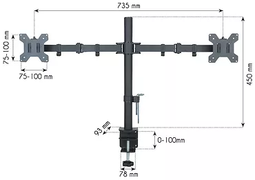 Delock Podwójne ramię biurkowe LED/LCD 13-27 cali 2x10kg VESA regulowane