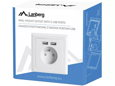 Lanberg Gniazdko podtynkowe 1 x 230V + 2x USB 2.1A