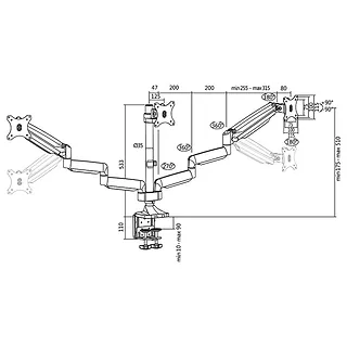LogiLink Aluminiowy uchwyt na 3 monitory 13-27, max.8kg