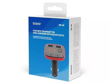 Transmiter FM Bluetooth 5.0 i ładowarką 24V SAVIO TR-10 2x USB SLOT SD 32 Gb LED