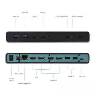 Uniwersalna stacja dokująca USB 3.0 / USB-C 5K Dual Display Power Delivery 2x 4K 60Hz video 2x HDMI 2x Display Port 1x Ethernet