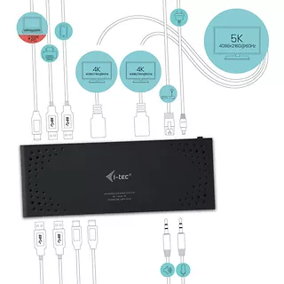 Uniwersalna stacja dokująca USB 3.0 / USB-C 5K Dual Display Power Delivery 2x 4K 60Hz video 2x HDMI 2x Display Port 1x Ethernet