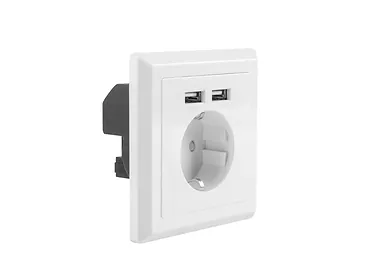 LANBERG Gniazdko podtynkowe 230V pojedyncze + 2x USB 2.1A schuko