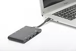 Stacja dokująca podróżna USB Typ C, 9 portów, funkcja Dual Monitor, 4K 30Hz, aluminiowa, czarna