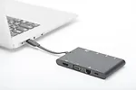 Stacja dokująca podróżna USB Typ C, 9 portów, funkcja Dual Monitor, 4K 30Hz, aluminiowa, czarna
