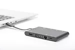 Stacja dokująca podróżna USB Typ C, 9 portów, funkcja Dual Monitor, 4K 30Hz, aluminiowa, czarna