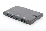 Stacja dokująca podróżna USB Typ C, 9 portów, funkcja Dual Monitor, 4K 30Hz, aluminiowa, czarna