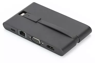 Stacja dokująca podróżna USB Typ C, 9 portów, funkcja Dual Monitor, 4K 30Hz, aluminiowa, czarna